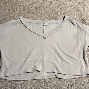 Gray Loose Cropped Vneck